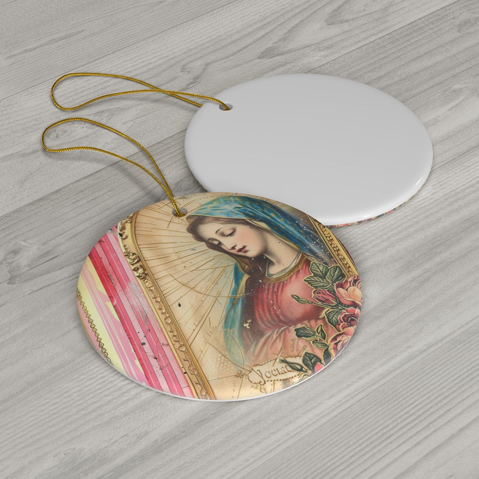 Thumbnail: Shabby Virgin Mary Ornament Madonna Pink Cottage Christmas Decor Catholic Gifts