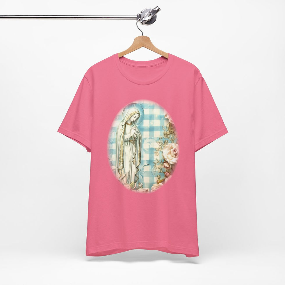 Thumbnail: Shabby Virgin Mary T-Shirt Ave Maria Religious Faith Art Tee Catholic Gifts