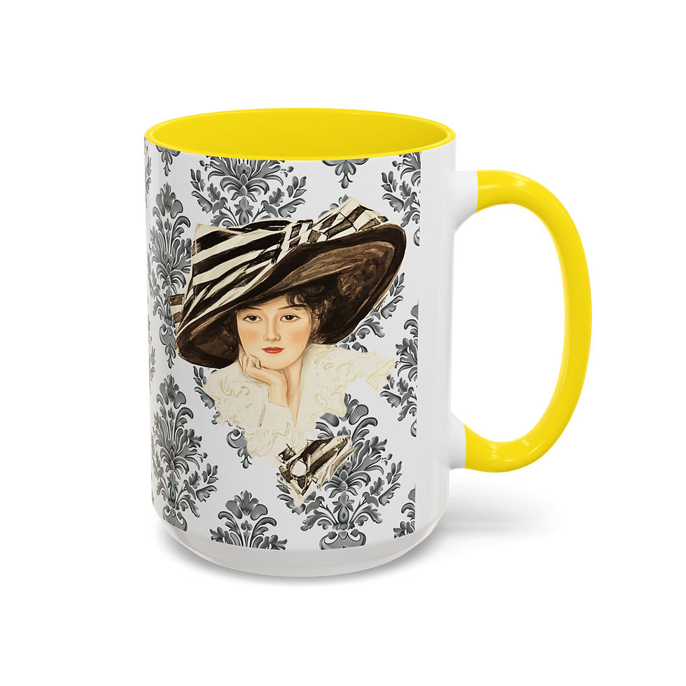 Thumbnail: Vintage Style Coffee Mug with Vintage Edwardian Woman Elegant French Fashion