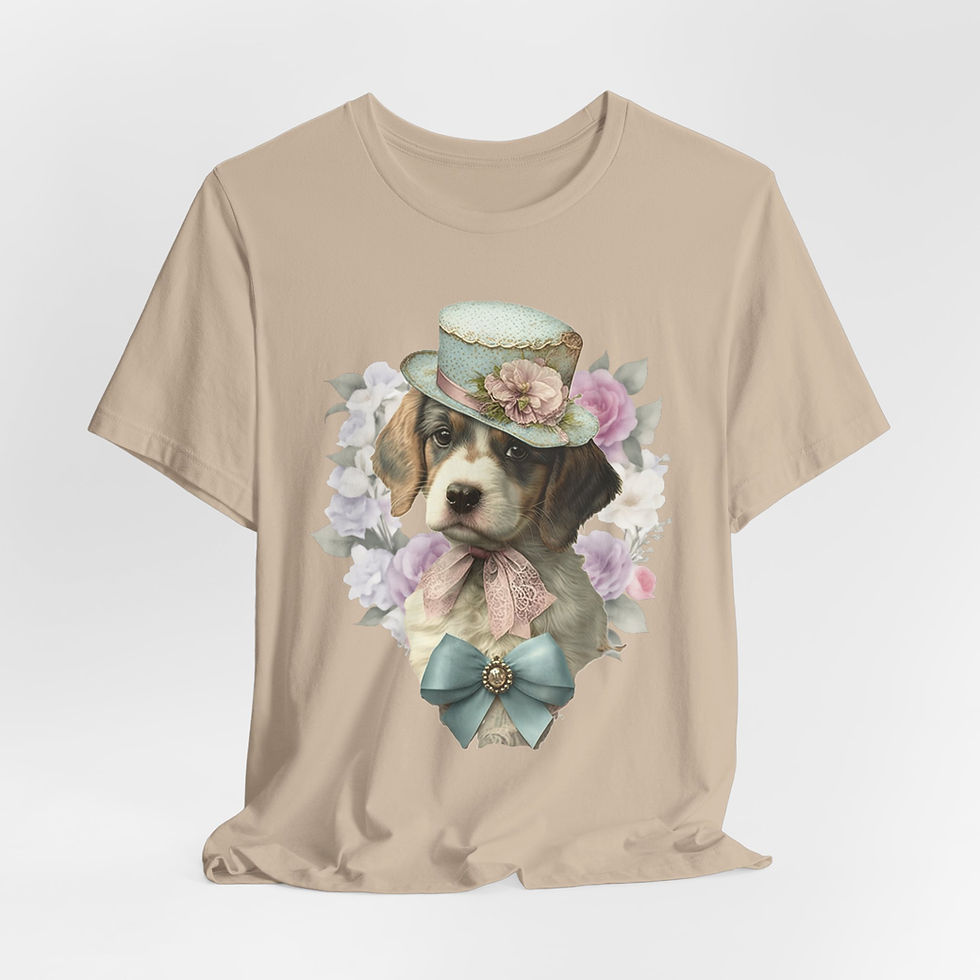 Thumbnail: Victorian Dog T-Shirt Shabby Dog in Top Hat Roses Artistic Gift Dog Lover Tee