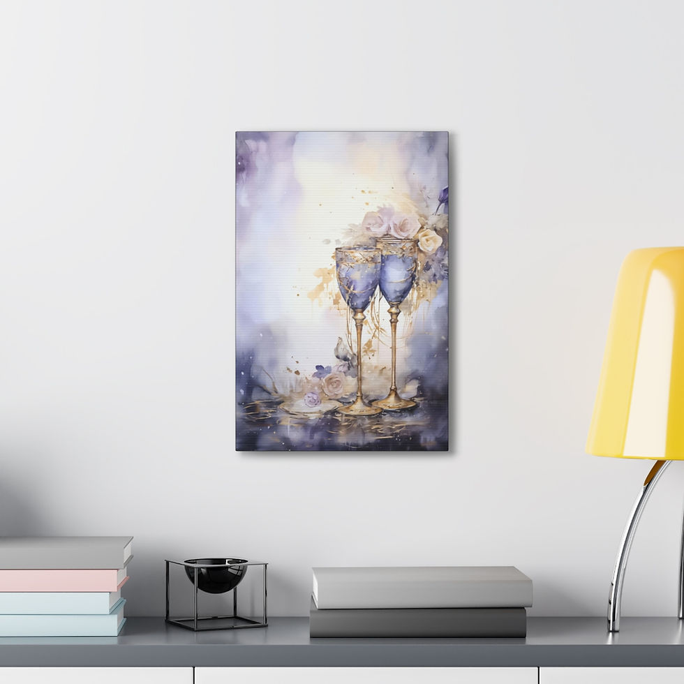 Thumbnail: Shabby French Victorian Canvas Art Wine Glasses Print Romantic Artistic Decor 