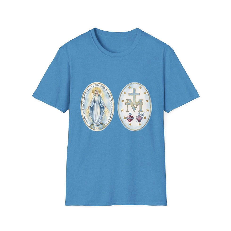 Thumbnail: Miraculous Medal Art T-Shirt - Artistic Catholic Faith Tee, Our Lady of Grace 