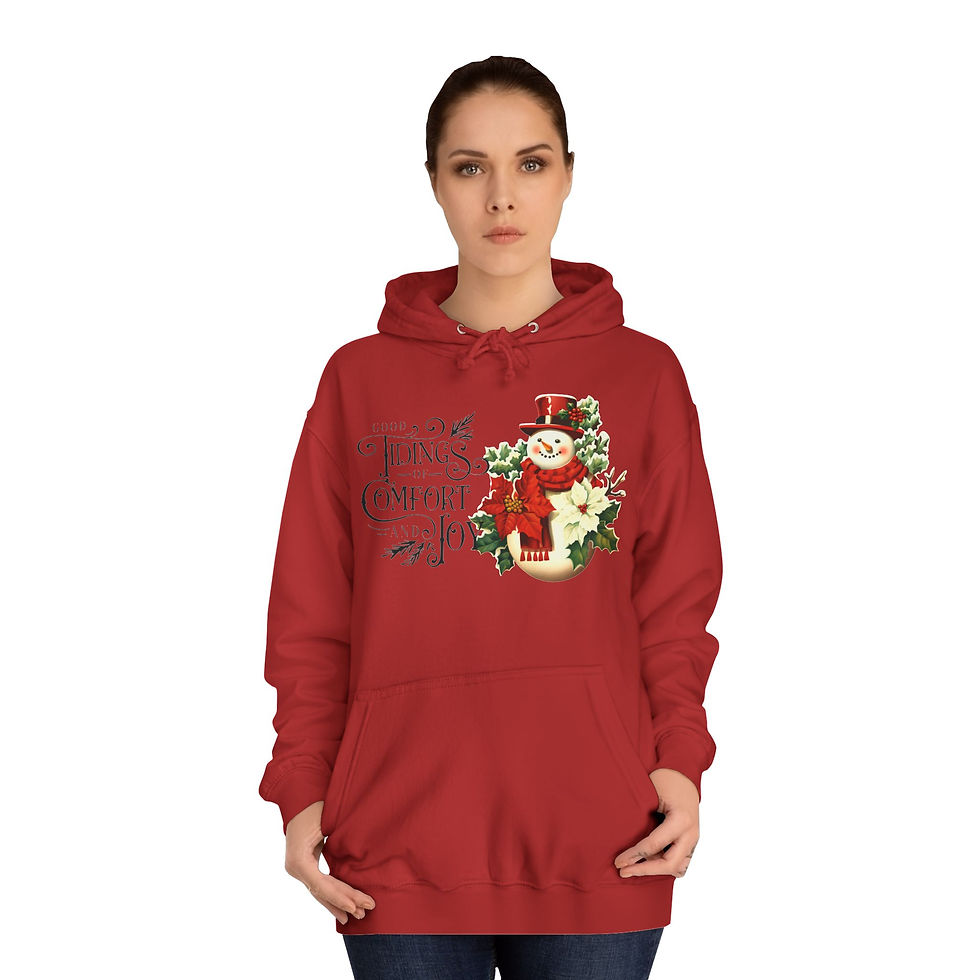 Thumbnail: Retro Christmas Hoodie Vintage Snowman Cozy Art Sweatshirt w/Pockets 