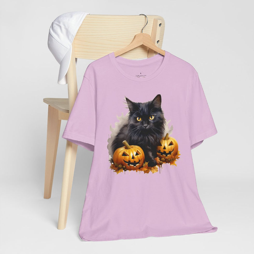 Thumbnail: Black Cat T-Shirt Halloween Pumpkins Fall Apparel Trendy Artistic Gifts