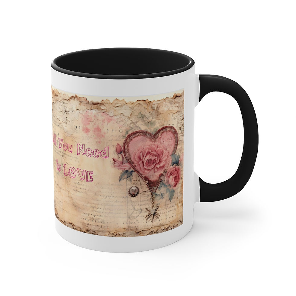 Thumbnail: Shabby Coffee Mug All You Need is Love Vintage Valentine's Mug Thoughtful gifts
