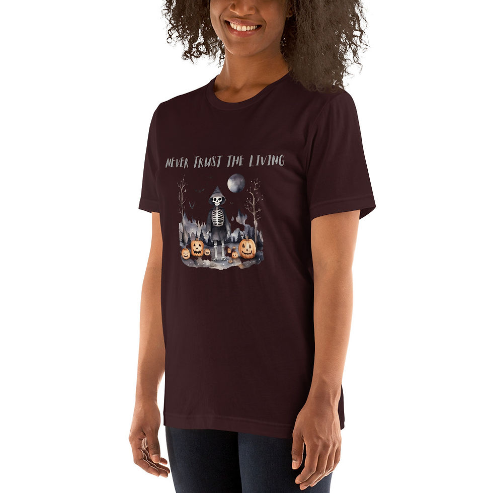 Thumbnail: Artistic T-shirt Never Trust the Living Halloween theme Unisex Tee