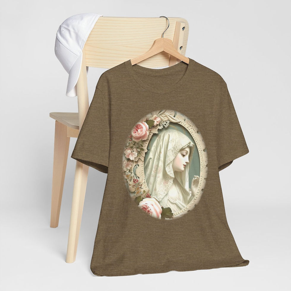 Thumbnail: Shabby Virgin Mary T-Shirt Ave Maria Religious Faith Art Tee Catholic Gifts