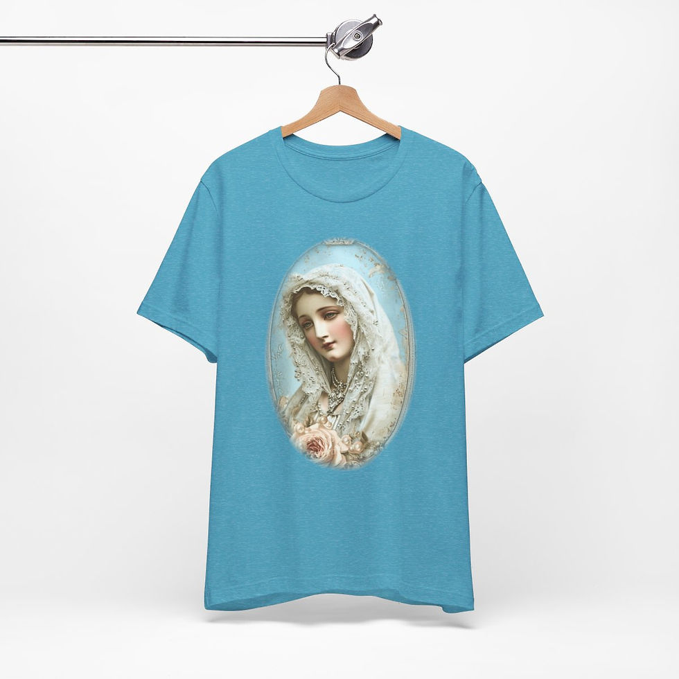 Thumbnail: Shabby Virgin Mary T-Shirt Ave Maria Religious Faith Art Tee Catholic Gifts