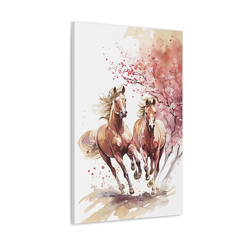 Wild Horses Canvas Art Spring Flowers Statement Decor Horse Lover Gift