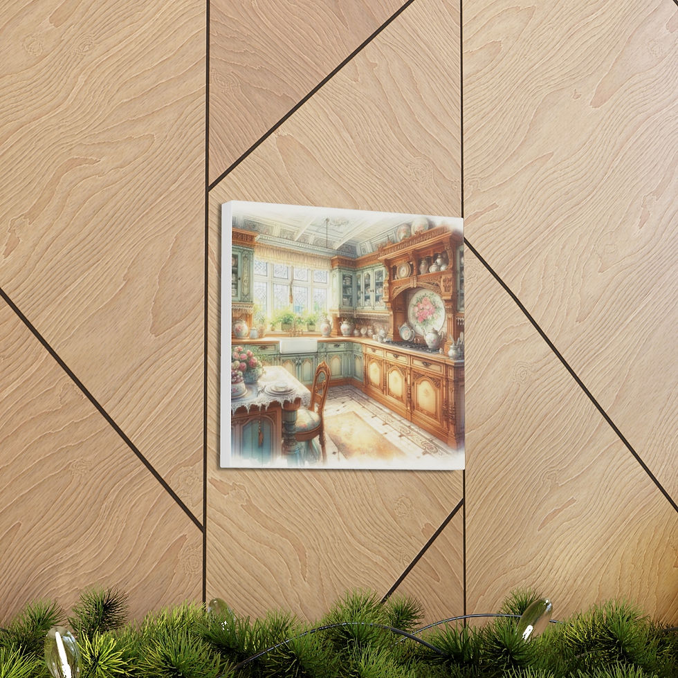 Thumbnail: Shabby French Country Kitchen Canvas Art Farmhouse Cottage Kitchen Watercolor