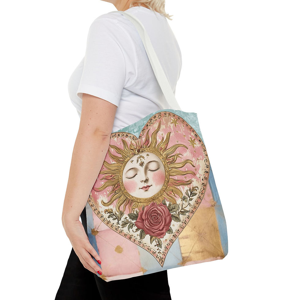 Thumbnail: Artistic Celestial Tote Bag Boho Sun Shabby Roses Trendy Expressive Gift