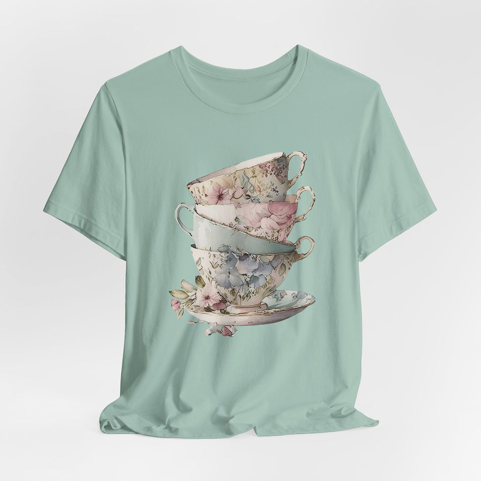 Thumbnail: Artistic T-Shirt Shabby Teacups Tea Lover Gift Victorian Statement Art Apparel