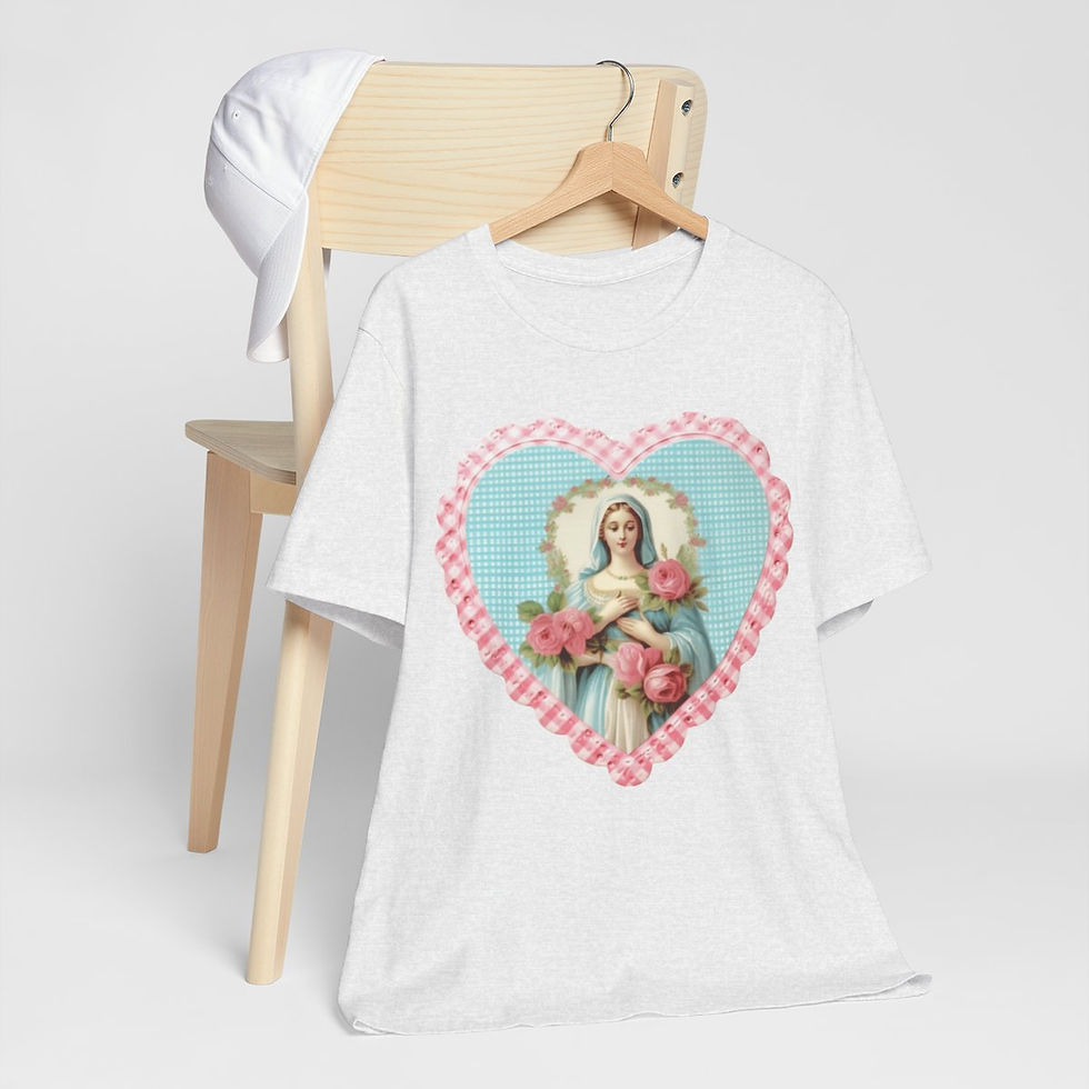 Thumbnail: Shabby Virgin Mary T-Shirt Religious Faith Pastel Art Tee Vintage Catholic Gifts