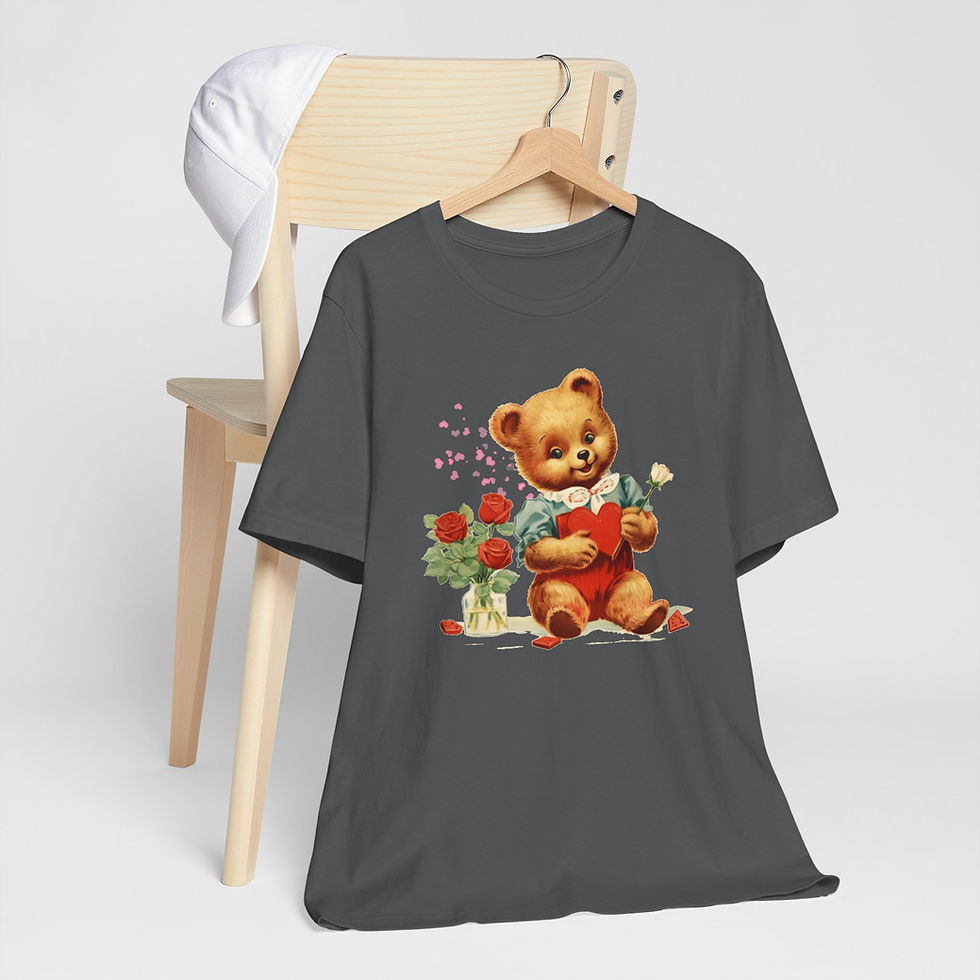 Thumbnail: Shabby Bear T-Shirt Roses and Hearts Valentine's Day Artistic Bear Lover Gift 
