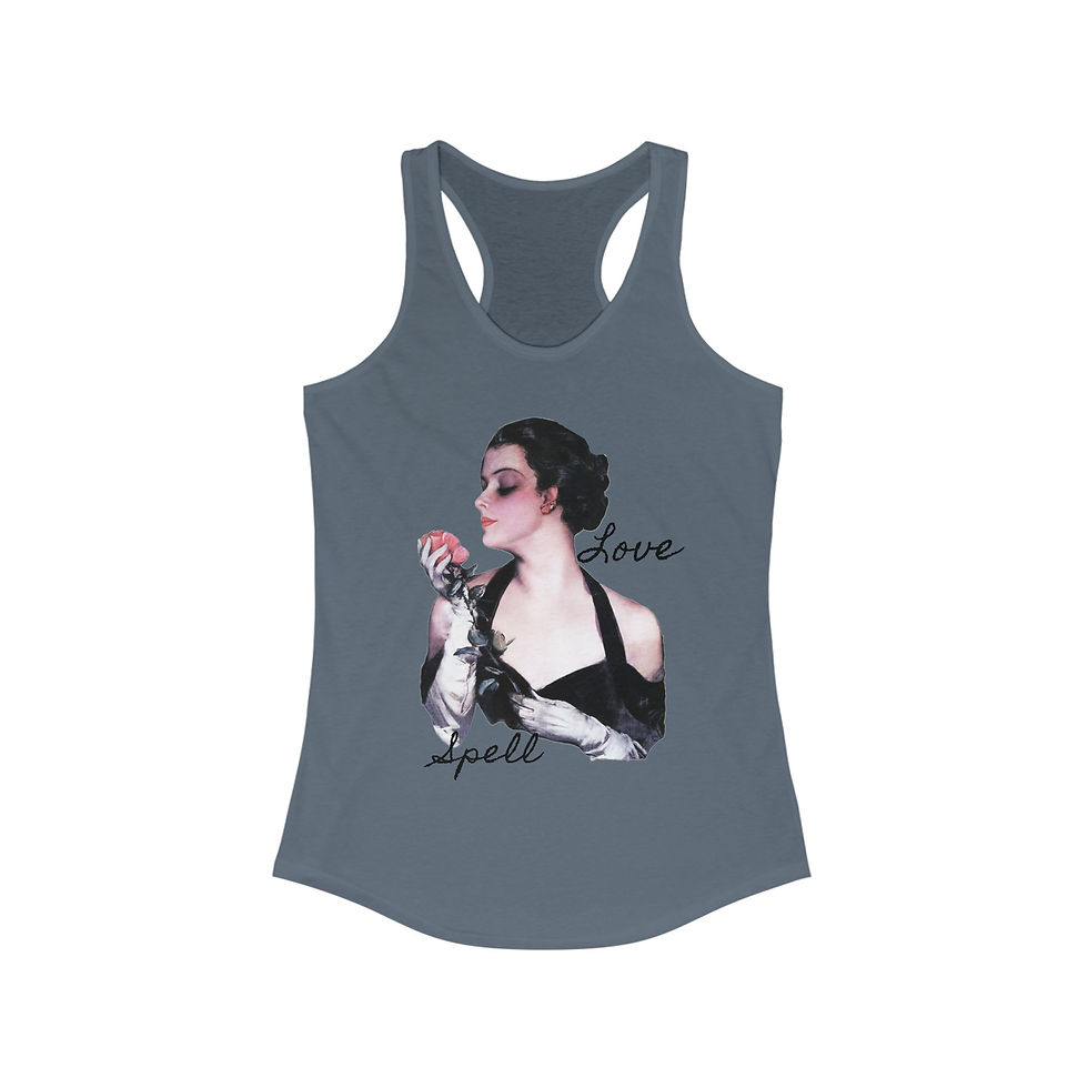Thumbnail: Witchy Tank Top Wearable Art Love Spell Pink Rose Artistic Vintage-Inspired Gift