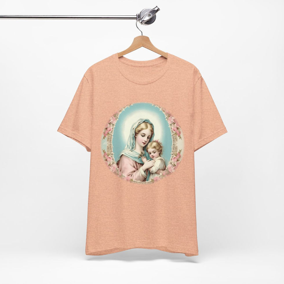 Thumbnail: Virgin Mary T-Shirt Shabby French Madonna and Child Art Tee Catholic Faith Gifts