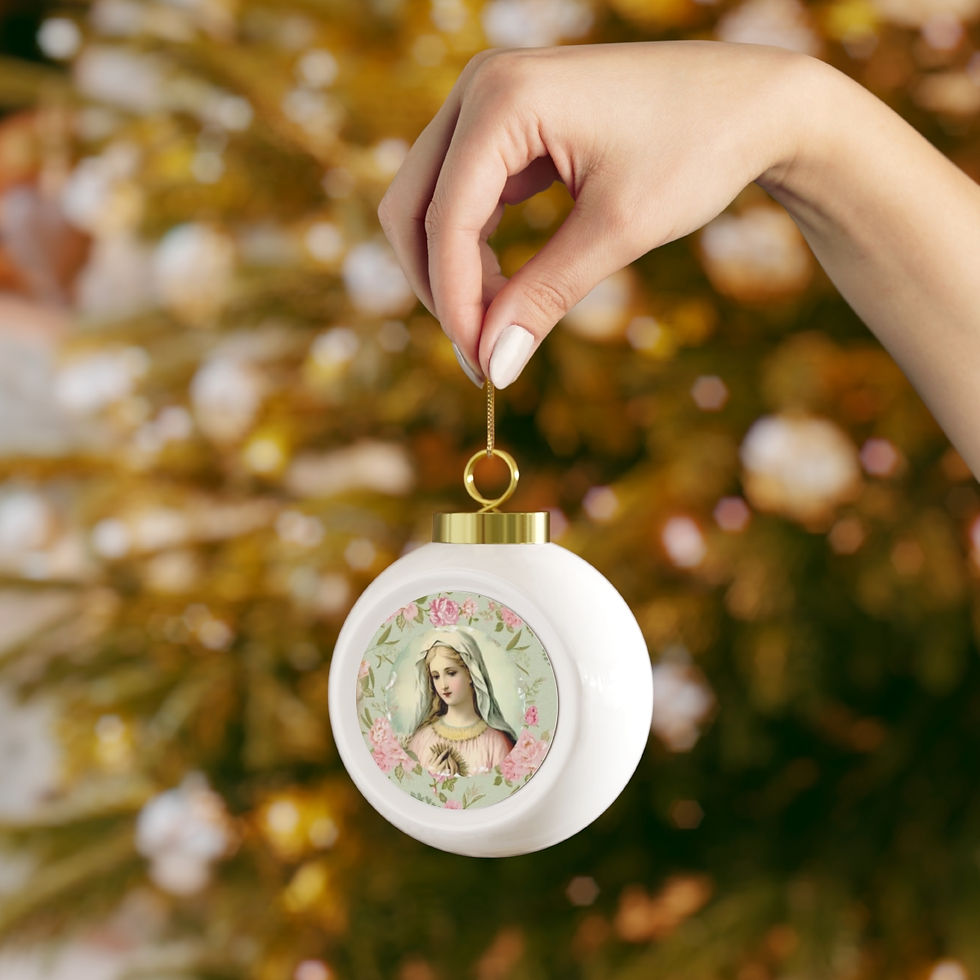 Thumbnail: Virgin Mary Christmas Ornament Shabby Chic Religious Art Ornament