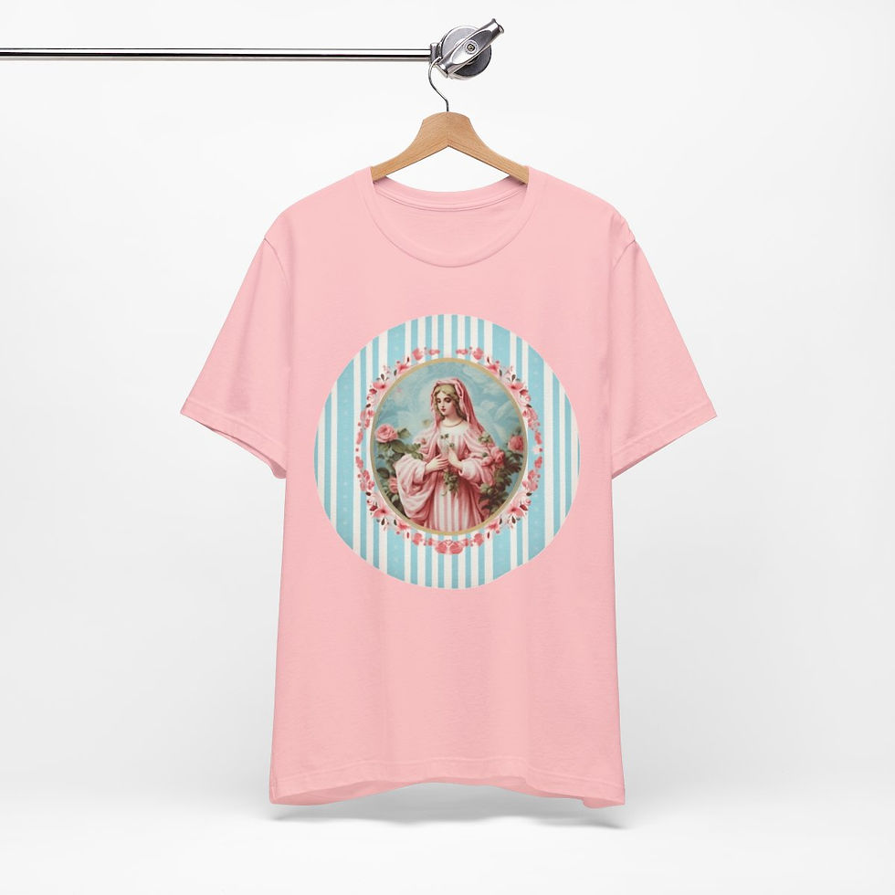 Thumbnail: Shabby Virgin Mary T-Shirt Religious Faith Pastel Art Tee Vintage Catholic Gifts