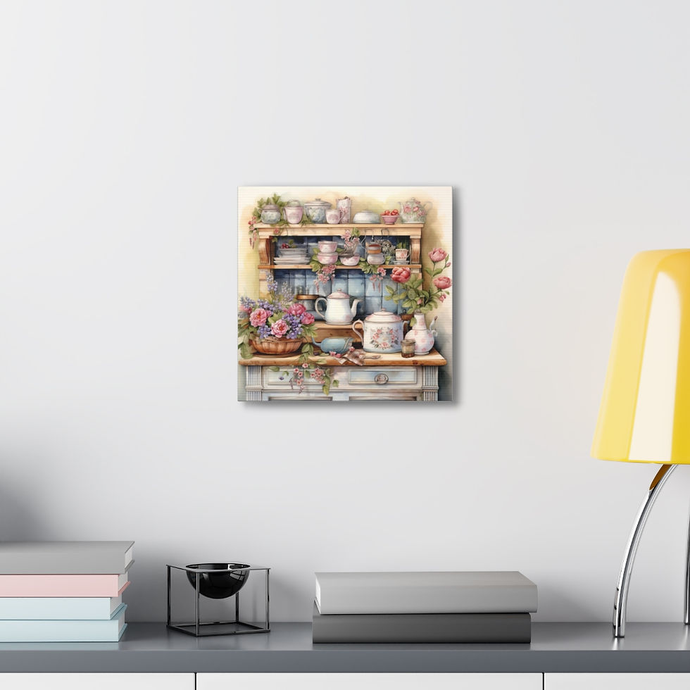 Thumbnail: Shabby Chic Kitchen Art French Country Farmhouse Cupboard Art Canvas Wall decor