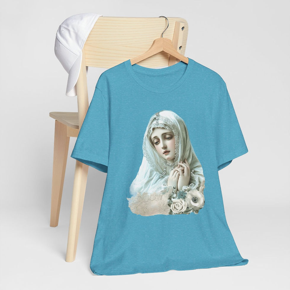 Thumbnail: Shabby Virgin Mary T-Shirt Religious Faith Art Tee Ave Maria Catholic Gifts