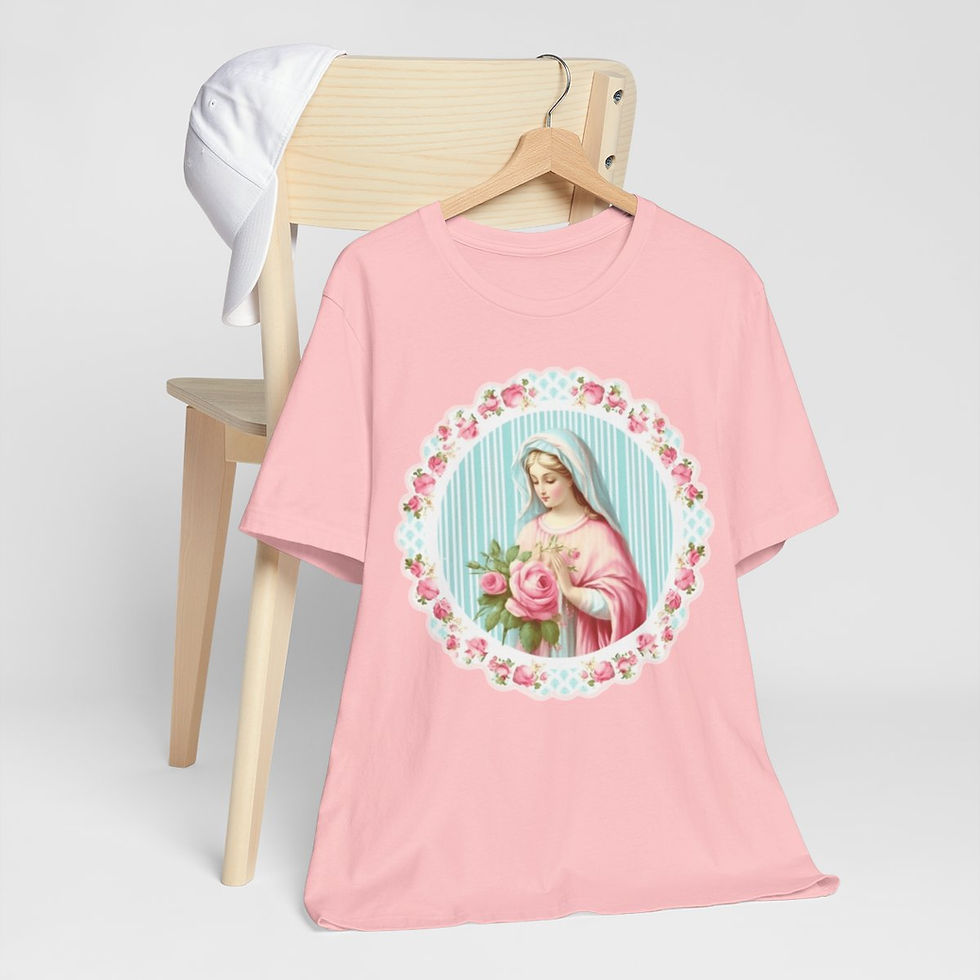Thumbnail: Shabby Virgin Mary T-Shirt Religious Faith Pastel Art Tee Vintage Catholic Gifts