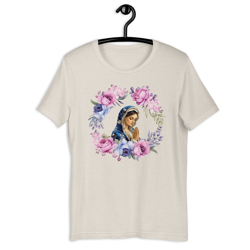 Thumbnail: Artistic Virgin Mary T-Shirt Catholic Faith Wearable Art Shabby Mother Mary