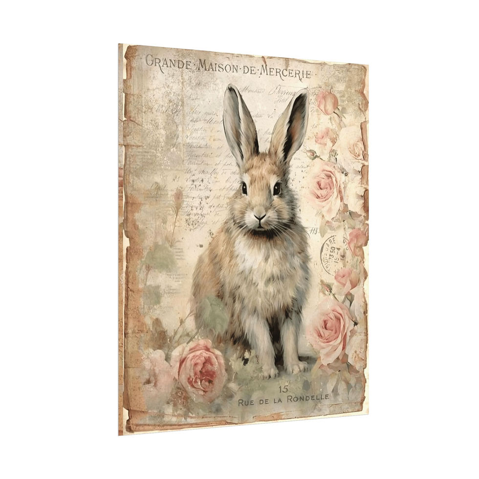Thumbnail: French Country Rabbit Print Vintage Bunny Art Shabby Cottage Giclee wall decor