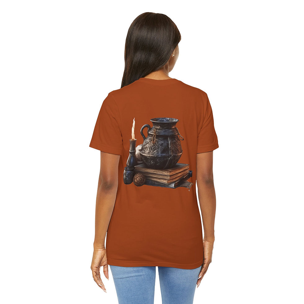 Thumbnail: Witchy Art T-Shirt Spellbook Cauldron Artistic Tee Mystical Halloween Gift