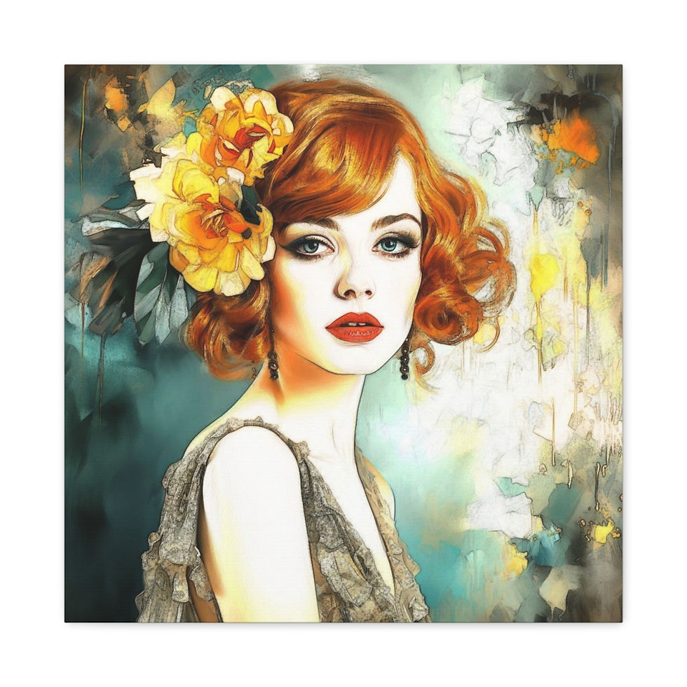 Thumbnail: Art Deco Women Canvas Art Flapper Shabby Glam Boho Statement Decor Wall Hanging