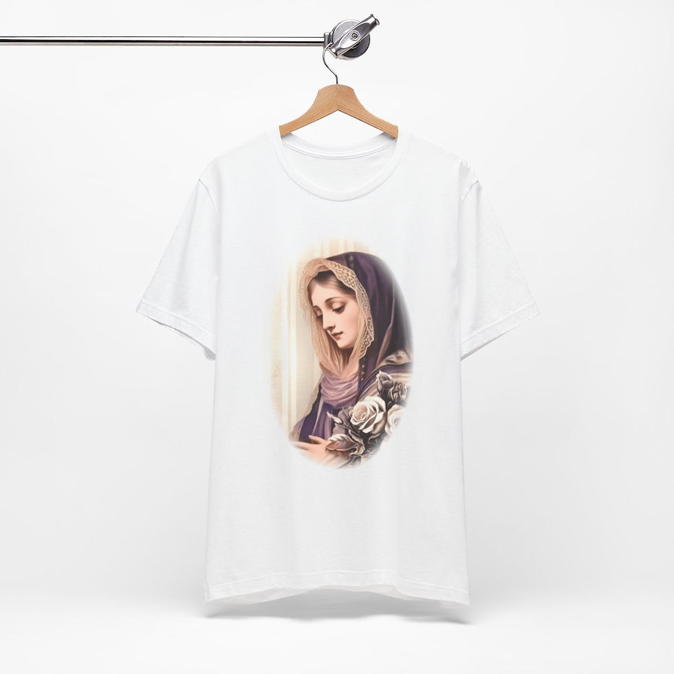 Thumbnail: Virgin Mary T-Shirt Shabby French Ave Maria Faith Art Tee Catholic Gifts