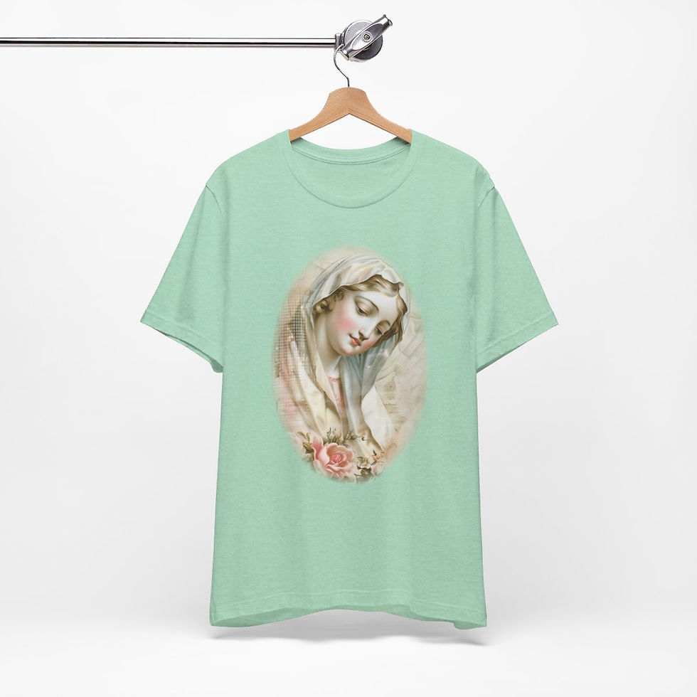 Thumbnail: Shabby Virgin Mary T-Shirt Ave Maria Religious Faith Art Tee Catholic Gifts
