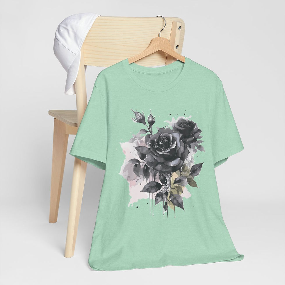 Thumbnail: Black Roses T-Shirt Gothic Tee Wearable Art Artistic Witchy Apparel