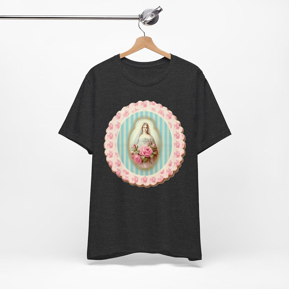 Thumbnail: Shabby Virgin Mary T-Shirt Religious Faith Pastel Art Tee Vintage Catholic Gifts