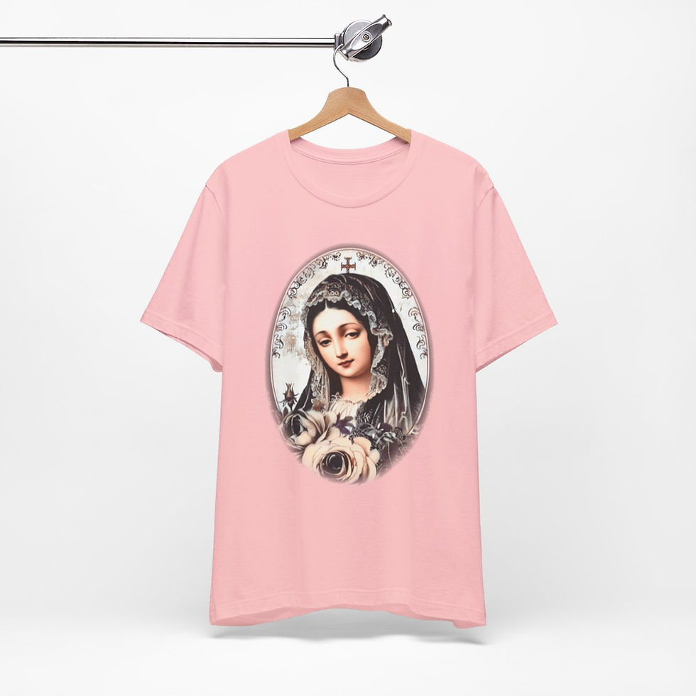 Thumbnail: Virgin Mary T-Shirt Shabby French Ave Maria Faith Art Tee Catholic Gifts