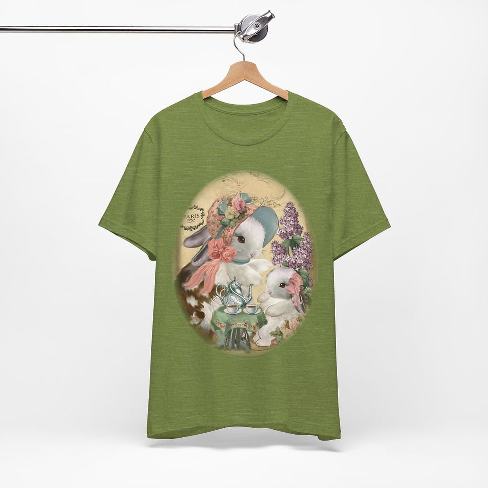 Thumbnail: Shabby T-Shirt Bunny having Tea Pink Roses Chic Art Tee Artistic Apparel & Gifts