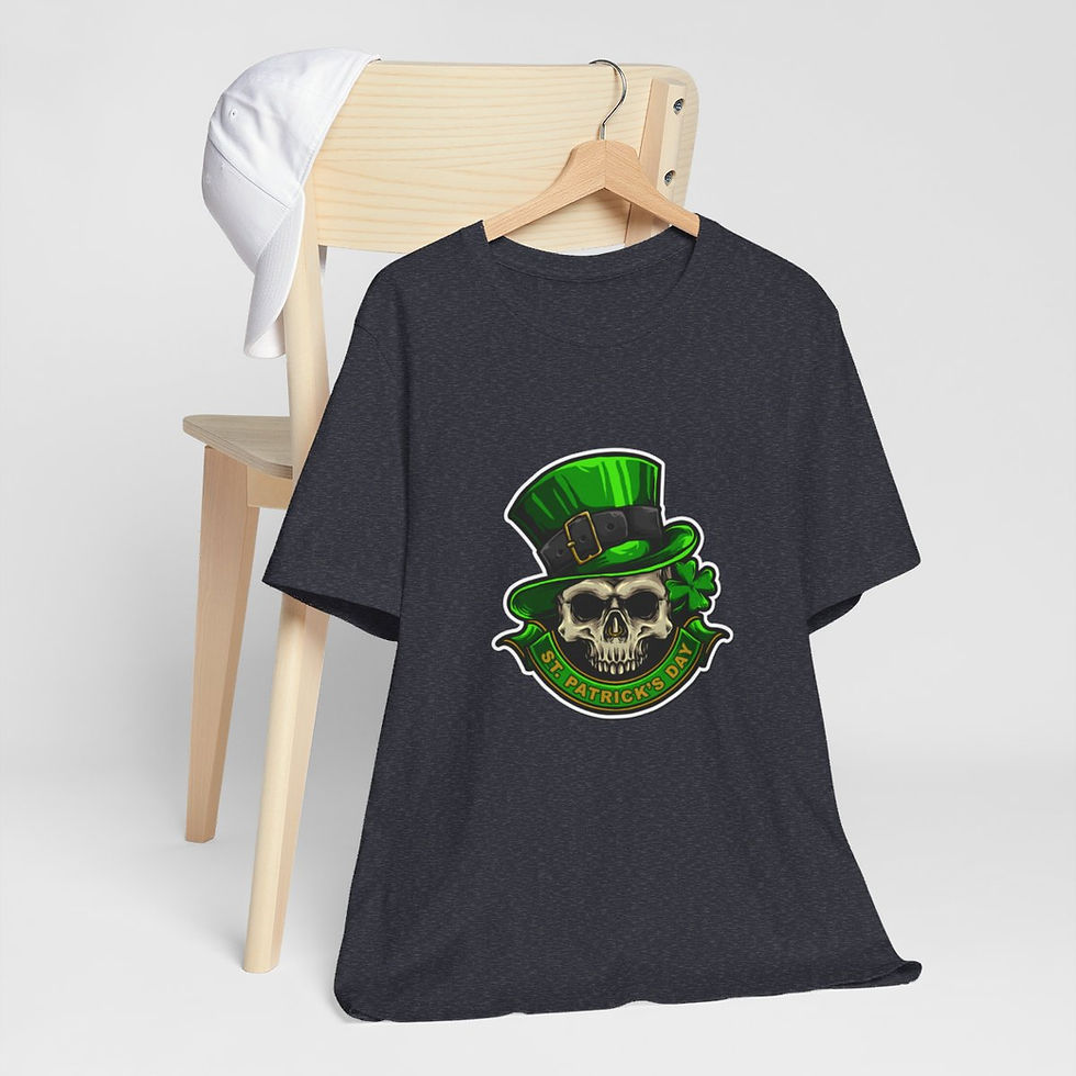 Thumbnail: St. Patrick's Day T-Shirt Wearable Art Skull Tee Trendy Apparel Artistic Gifts