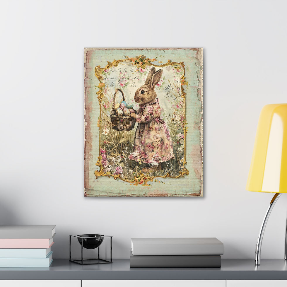 Thumbnail: Shabby French Rabbit Canvas Art Cottage Decor Farmhouse Spring Bunny Print