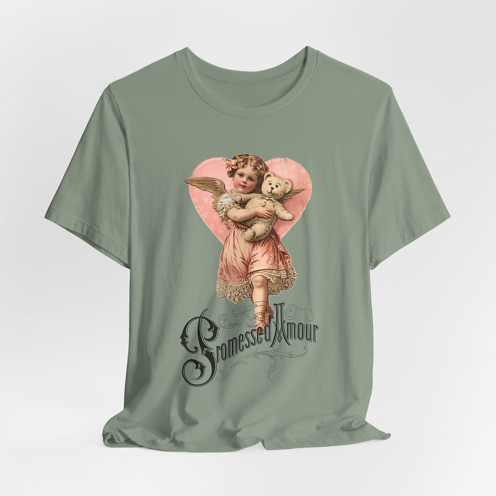 Thumbnail: Shabby French Cherub T-Shirt Cupid Promise of Love Artistic Gift Angel & Bear 