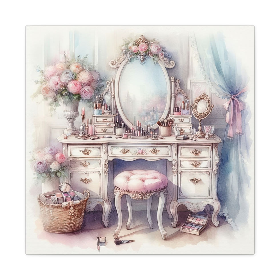 Thumbnail: Shabby French Canvas Art Romantic Cottage Print Vanity Bathroom Bedroom Decor