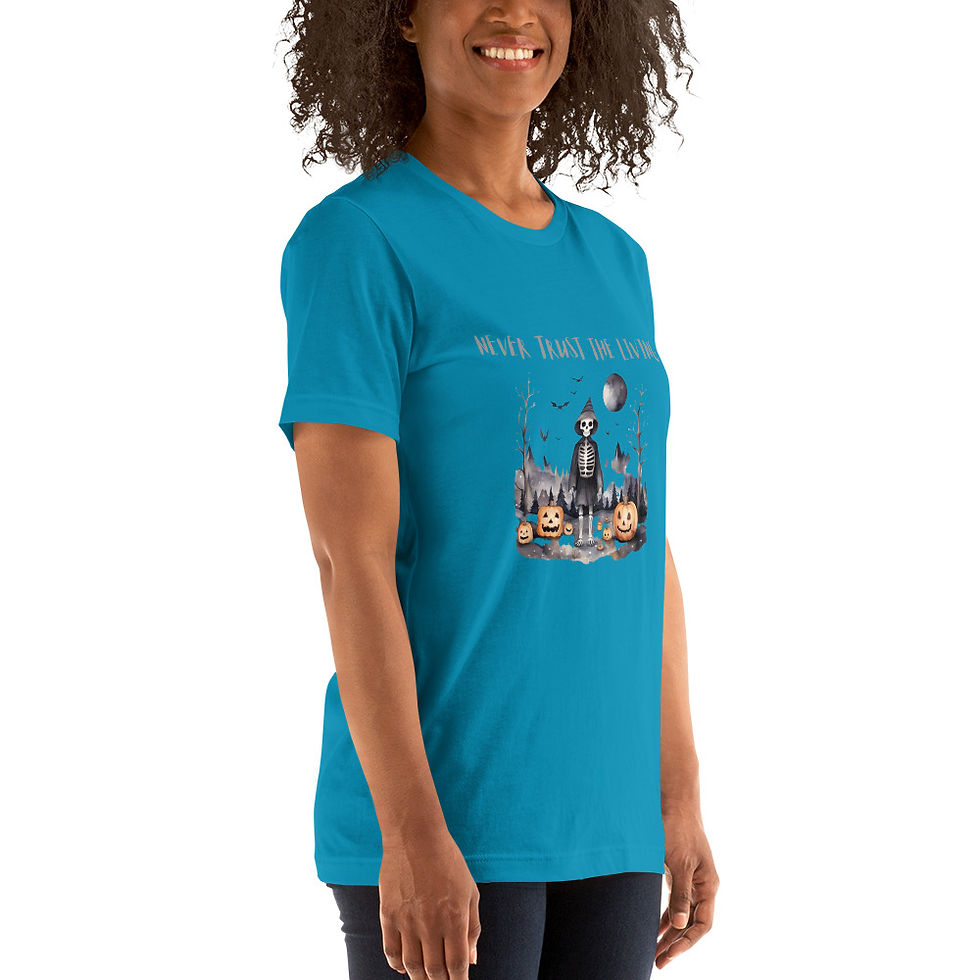 Thumbnail: Artistic T-shirt Never Trust the Living Halloween theme Unisex Tee