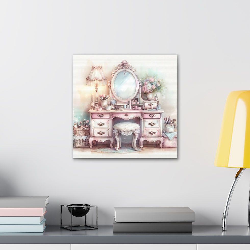 Thumbnail: Shabby French Canvas Art Romantic Cottage Print Vanity Bathroom Bedroom Decor