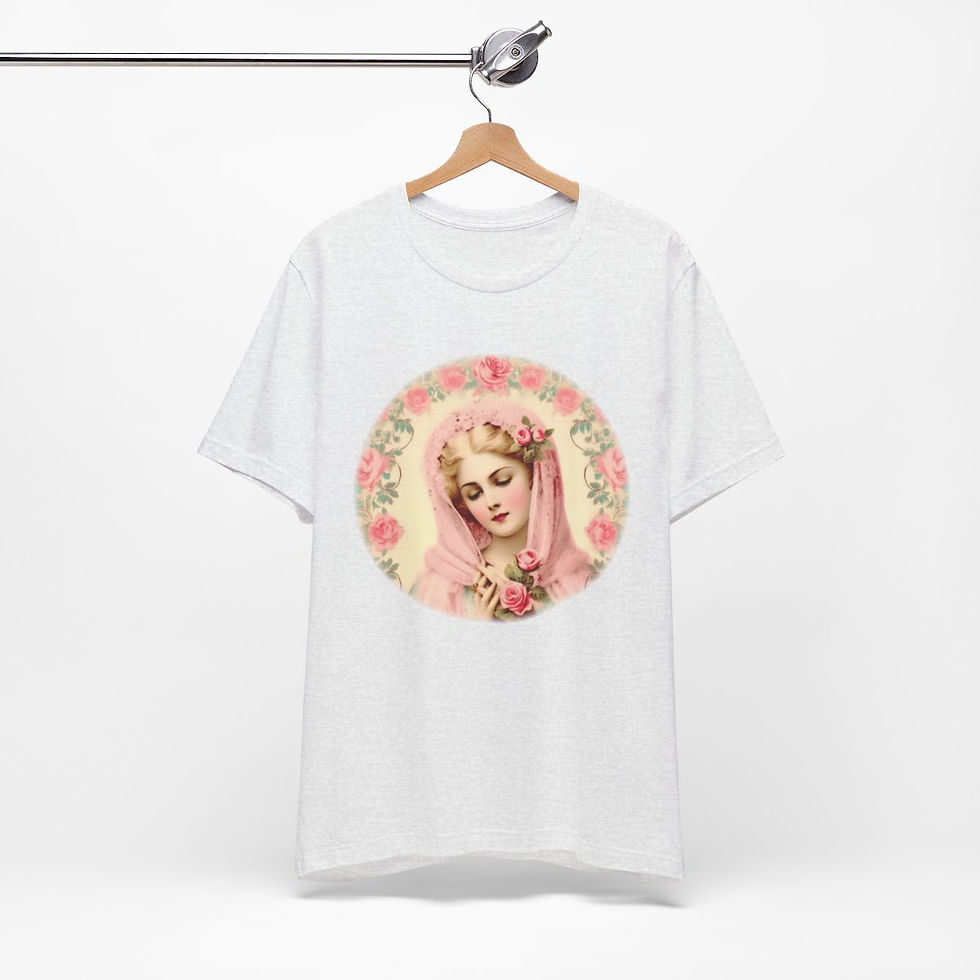 Thumbnail: Virgin Mary T-Shirt Shabby French Madonna Ave Maria Art Tee Catholic Faith Gifts