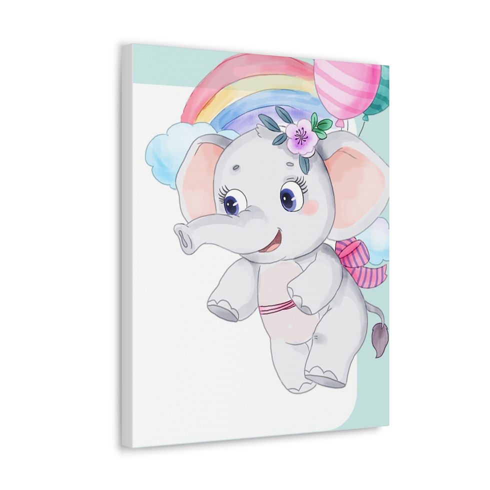 Thumbnail: Nursery Wall Decor Watercolor Canvas Art Elephant Print Rainbows Baby's Room