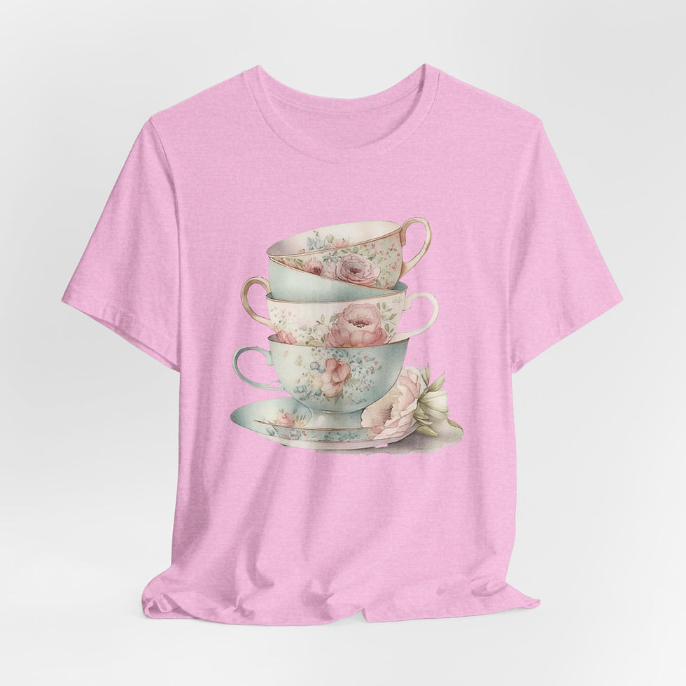Thumbnail: Artistic T-Shirt Shabby Teacups Tea Lover Gift Statement Art Apparel