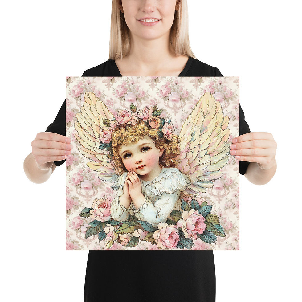Thumbnail: Artistic Romantic Decor Shabby Chic Cherub Art Print Victorian Angel Giclee
