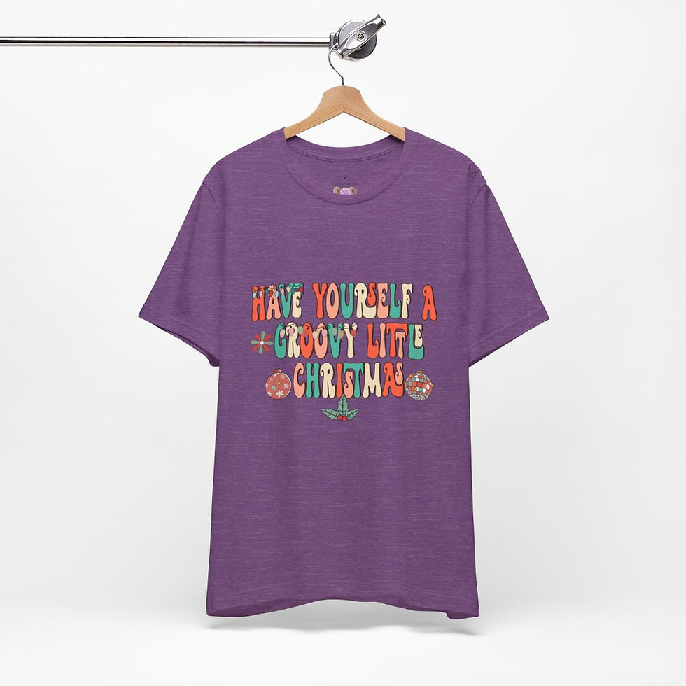 Thumbnail: Retro Christmas T-Shirt Have Yourself a Groovy little Christmas Hippie Art Tee 