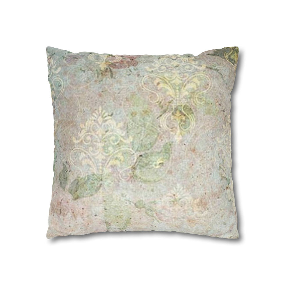 Thumbnail: Shabby Virgin Mary Throw Pillow cover Pink Green Distressed Art Faith Home Decor