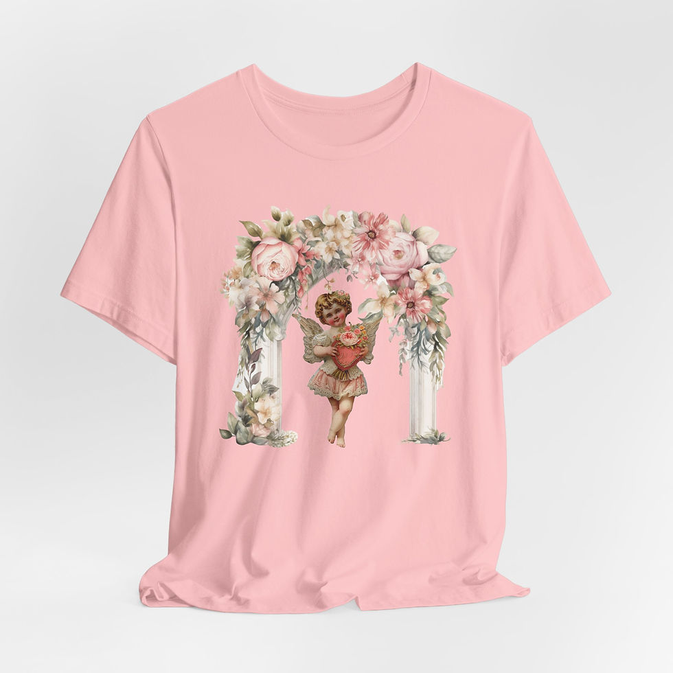 Thumbnail: Vintage Cherub T-Shirt Shabby Cupid Pink Roses Artistic Gift Valentine's Day Tee