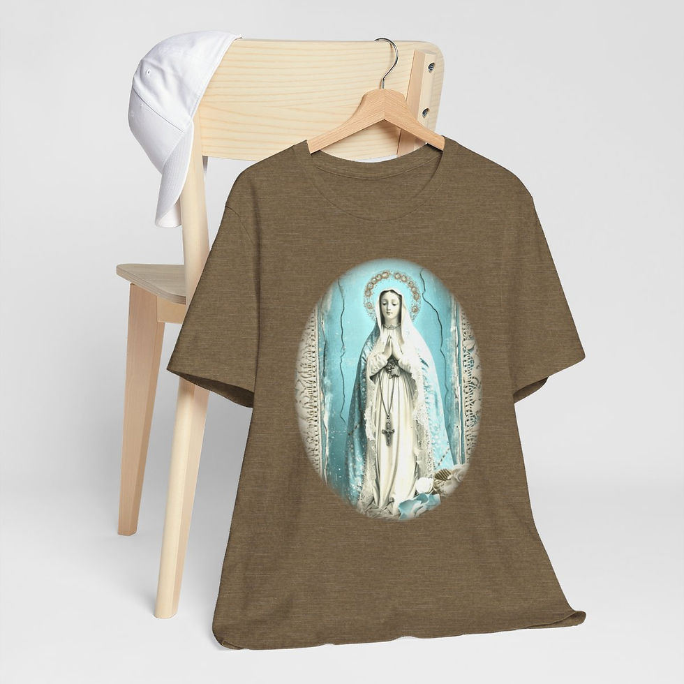 Thumbnail: Shabby Virgin Mary T-Shirt Ave Maria Religious Faith Art Tee Catholic Gifts