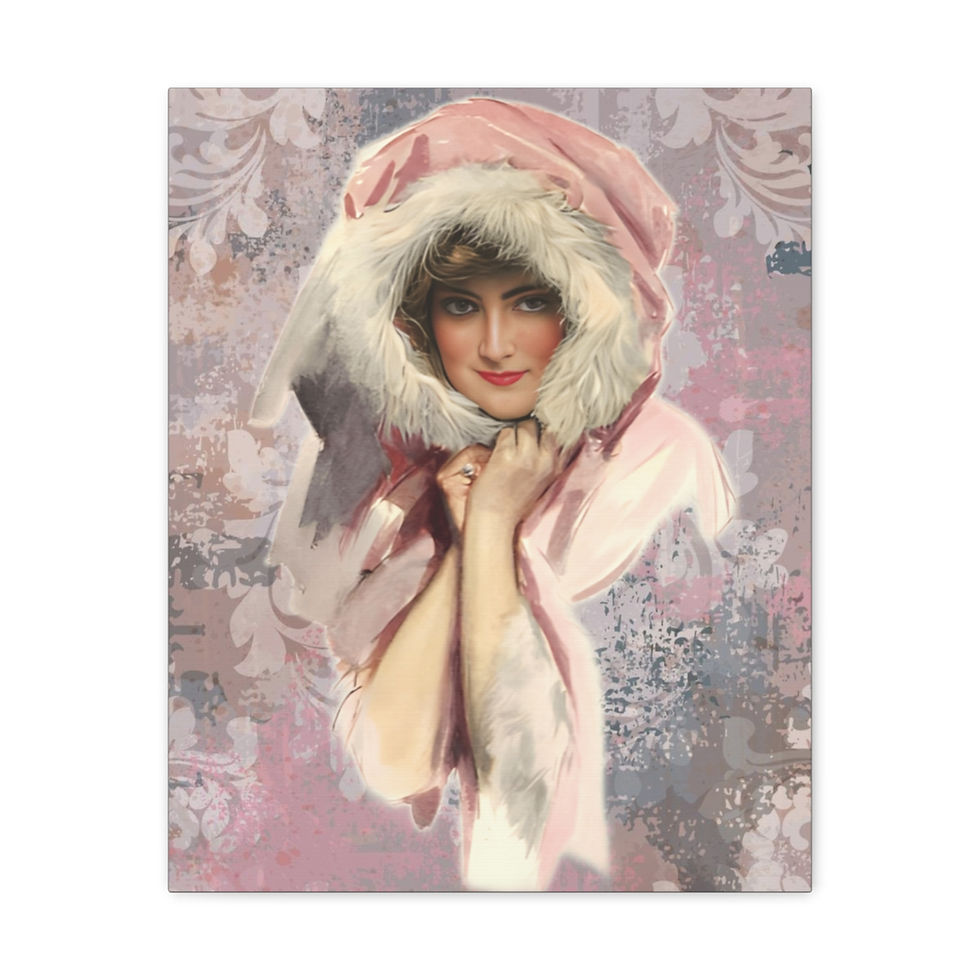 Thumbnail: Vintage Harrison Fisher Women Canvas Art Pink Fashion Lady Print Wall Decor 